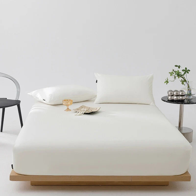 Afralia™ Luxury Satin Finish Cotton Fitted Sheet: High Quality, Skin-friendly and Breathable Bed Cover.