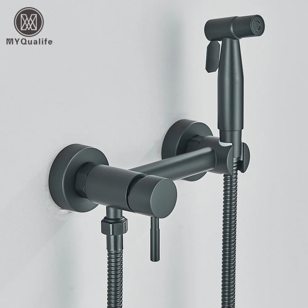 Afralia™ Stainless Steel Bidet Sprayer Set with Hot Cold Mixer for Bathroom Hygiene