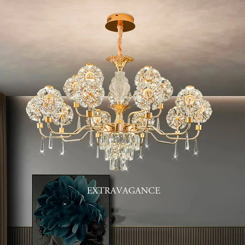 Afralia™ Crystal Chandelier Pendant Light for Luxury Living Room and Bedroom Decor