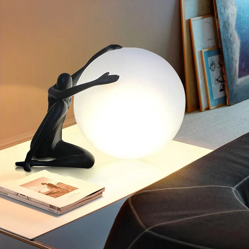 Afralia™ Glass Ball Table Lamp: Stylish LED Sculpture Desk Lamp for Home Decor