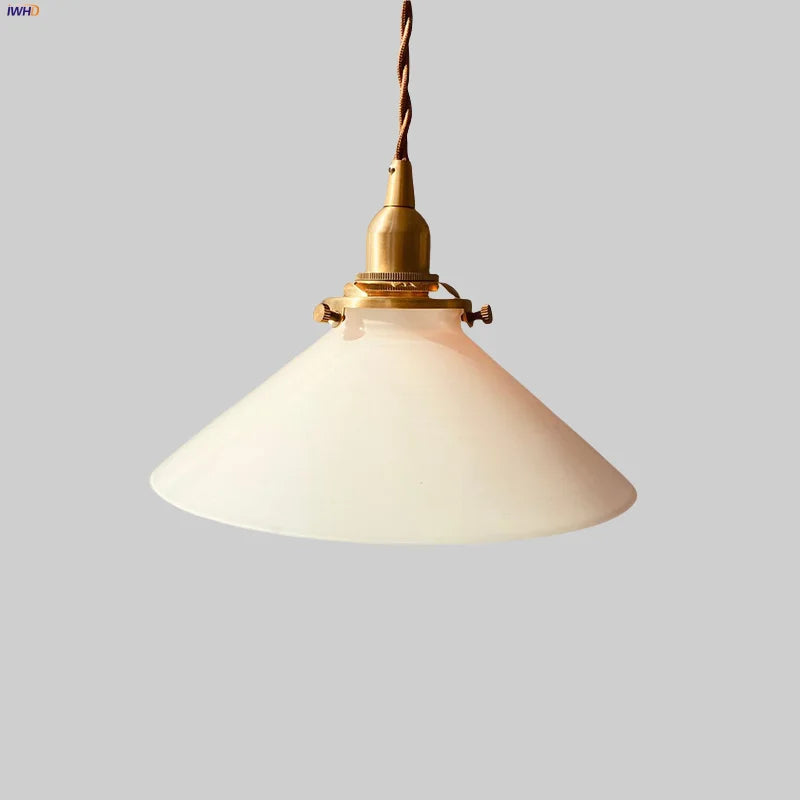 Afralia™ White Glass LED Pendant Lamp Nordic Modern Copper Socket Hanging Lights