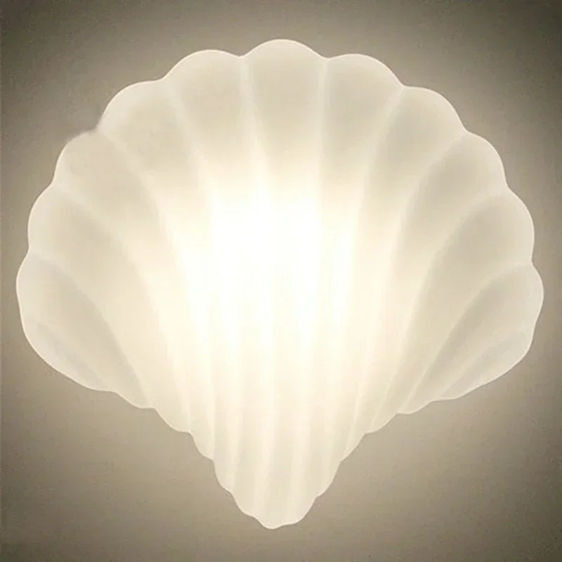 Afralia™ Minimalist White Shell Glass Wall Lamps LED Lights for Home Decor