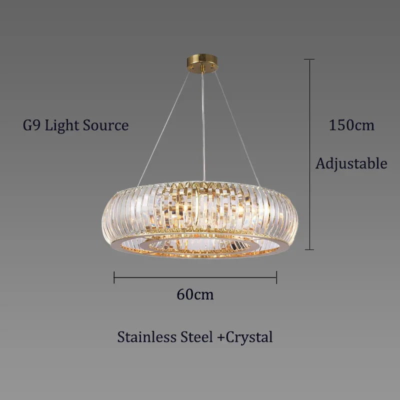Afralia™ Crystal Luxury Chandeliers Gold Round Oval Style Home Decoration
