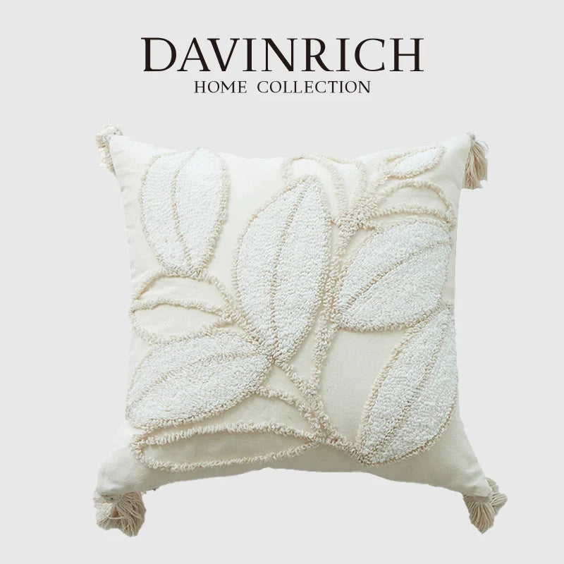 Afralia™ Boho Leaf & Geometry Tufted Cushion Cover with Tassels: Modern, Soft Woven Decor