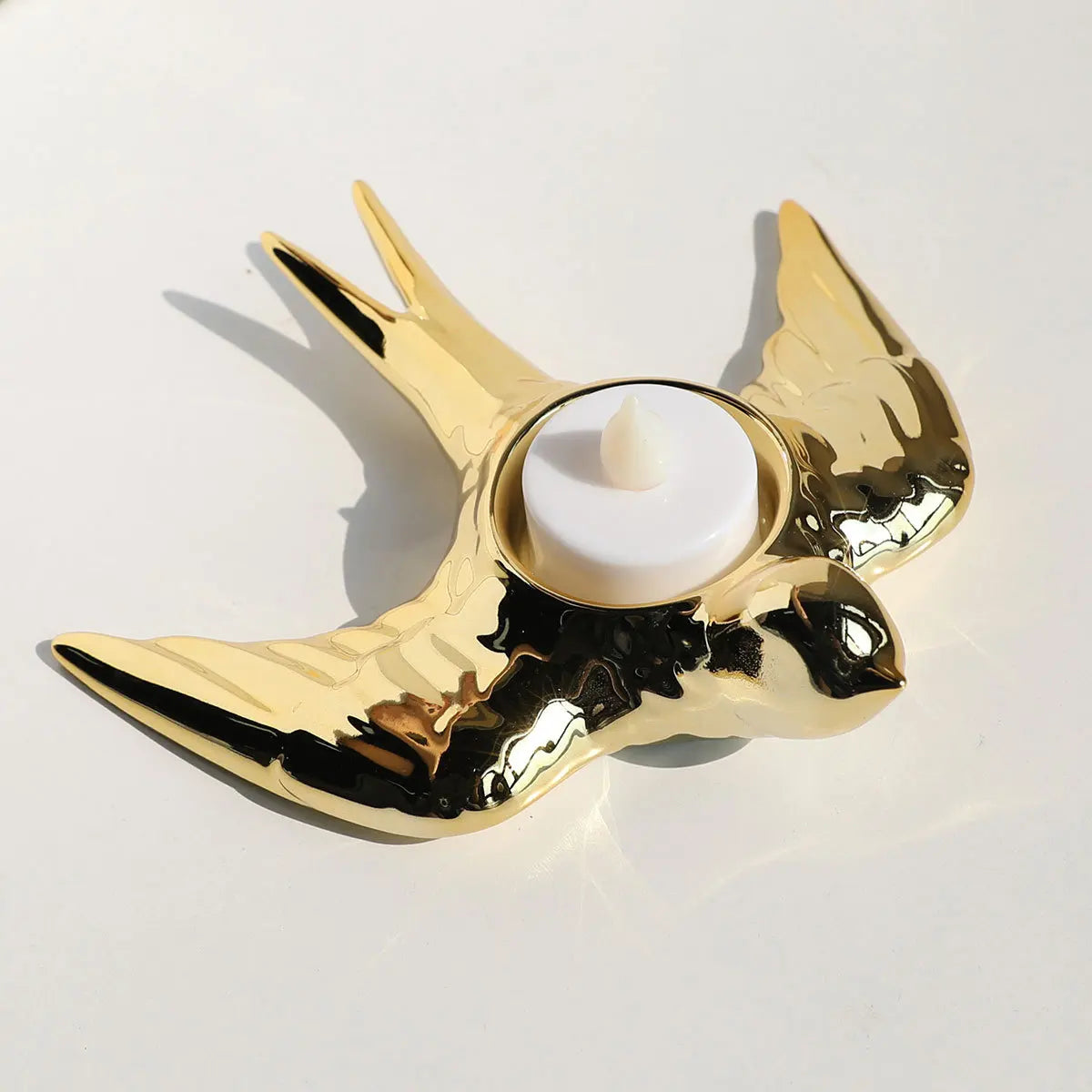 Afralia™ Golden Bird Ceramic Candle Holder Tray Wedding Decoration