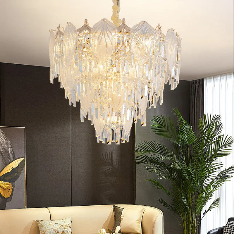 Afralia™ French Crystal Chandelier Cream Wind Lighting Elegant Luxury Lights