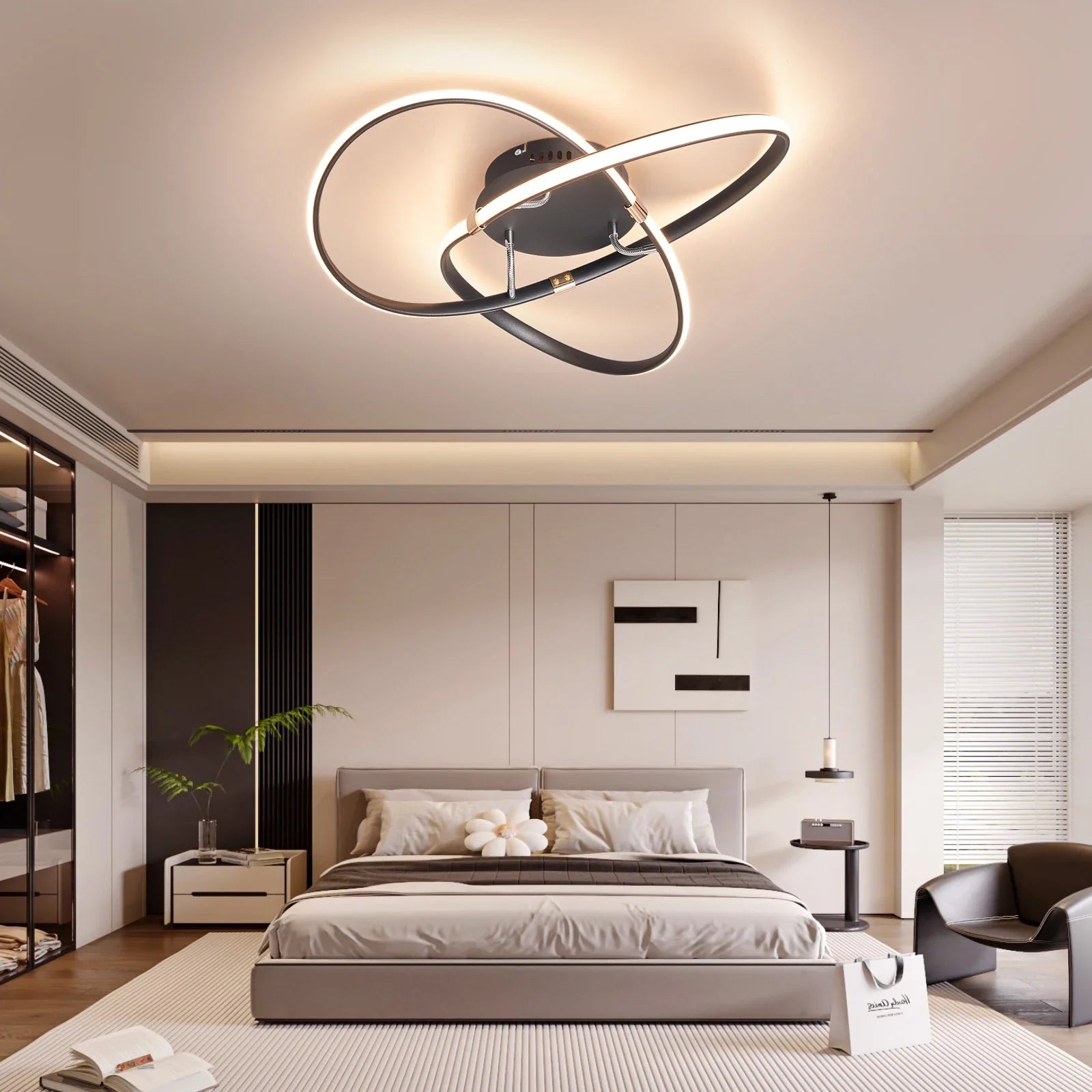 Afralia™ Modern Smart LED Ceiling Lights | Black/Chrome/Gold for Living Room, Bedroom, Study