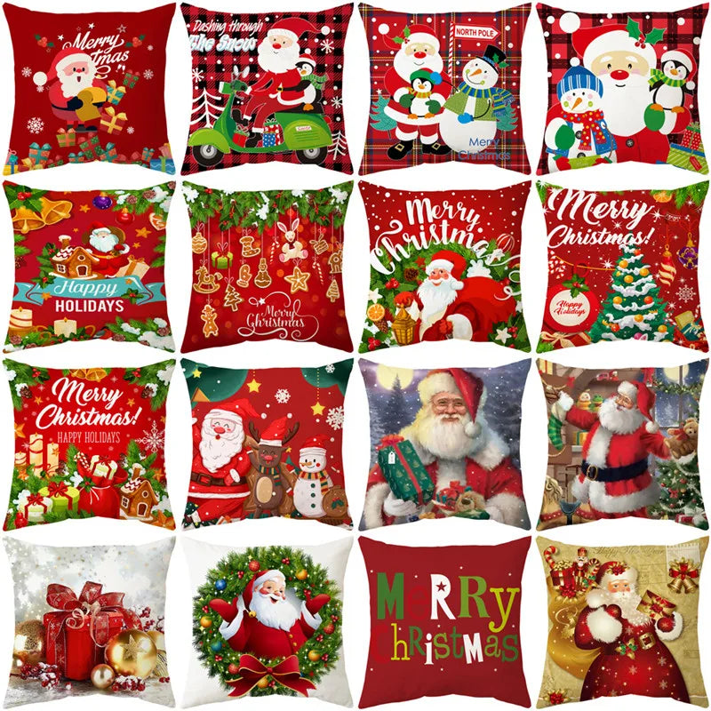 Afralia™ Christmas Sofa Pillow Cover Home Decor Throw Pillowcase Santa Claus Printed