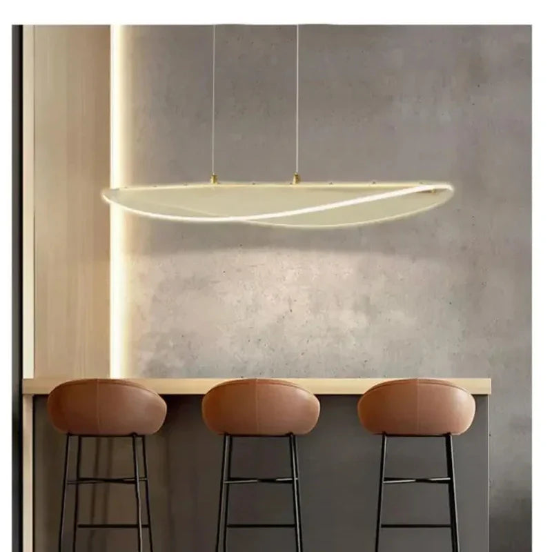 Afralia™ Long Curve LED Chandelier for Living Room Dining Office Decor