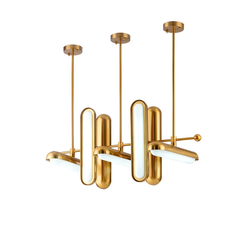 Afralia™ Gold Iron Glass Chandelier for Dinning Room - Art Deco Lighting