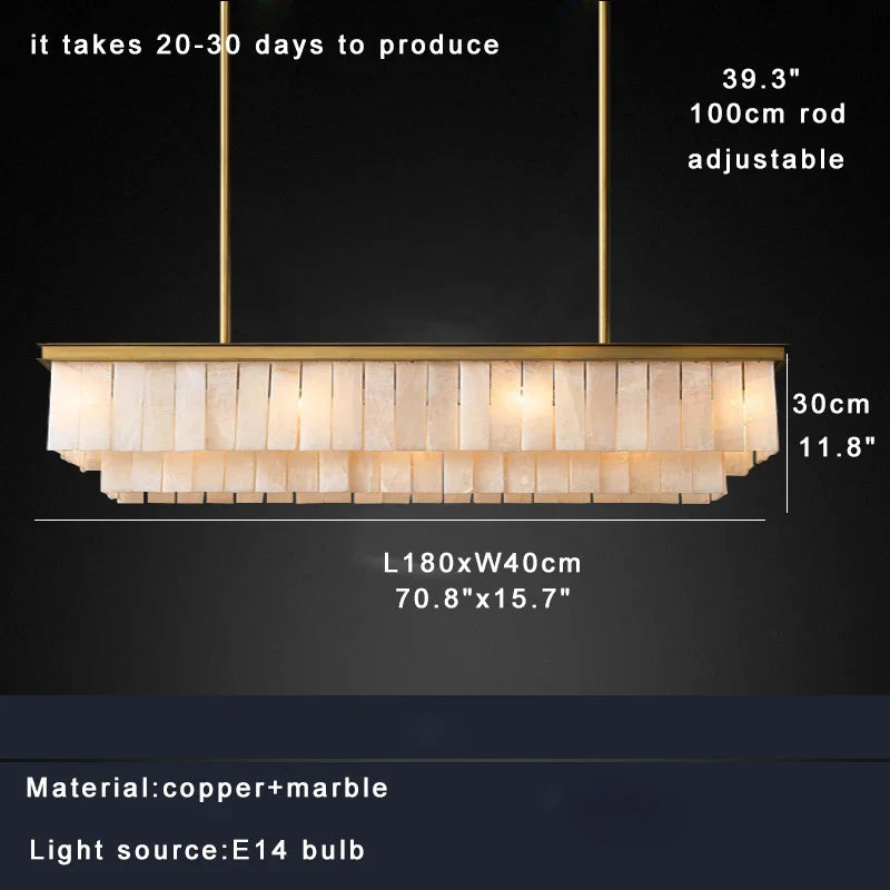 Afralia™ Marble Bronze Copper Chandelier: Modern Luxury Rectangle Dining Table Decor.