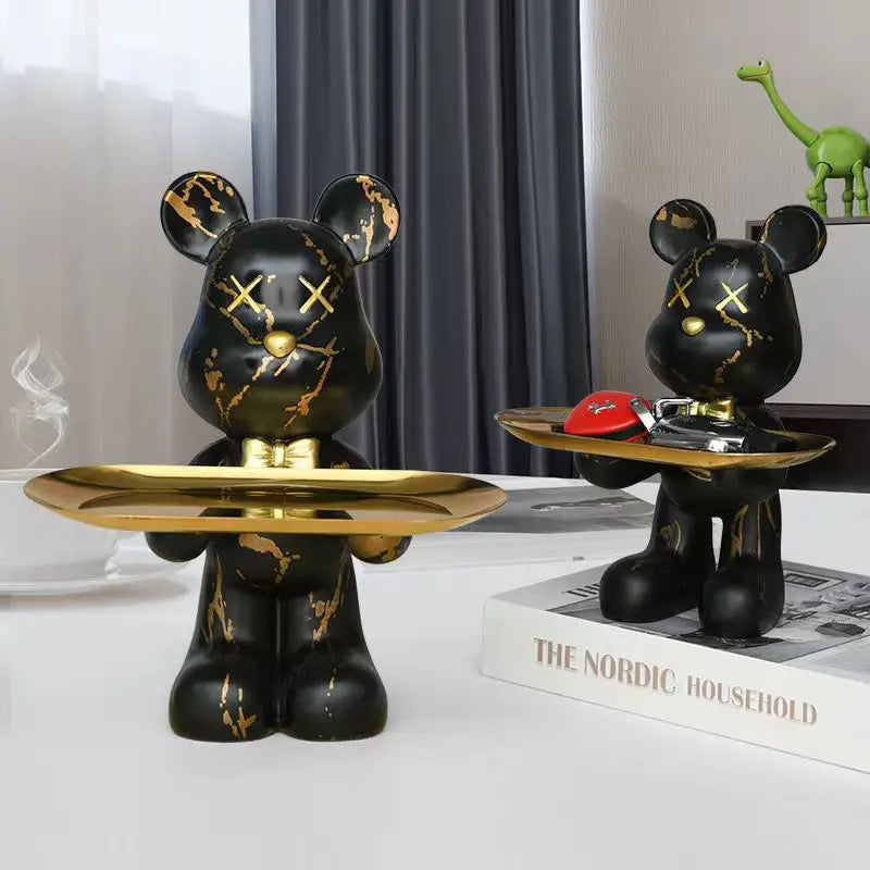 Afralia™ Graffiti Bear Figurine: Modern Home Decor Statue for Keys Storage Shelf
