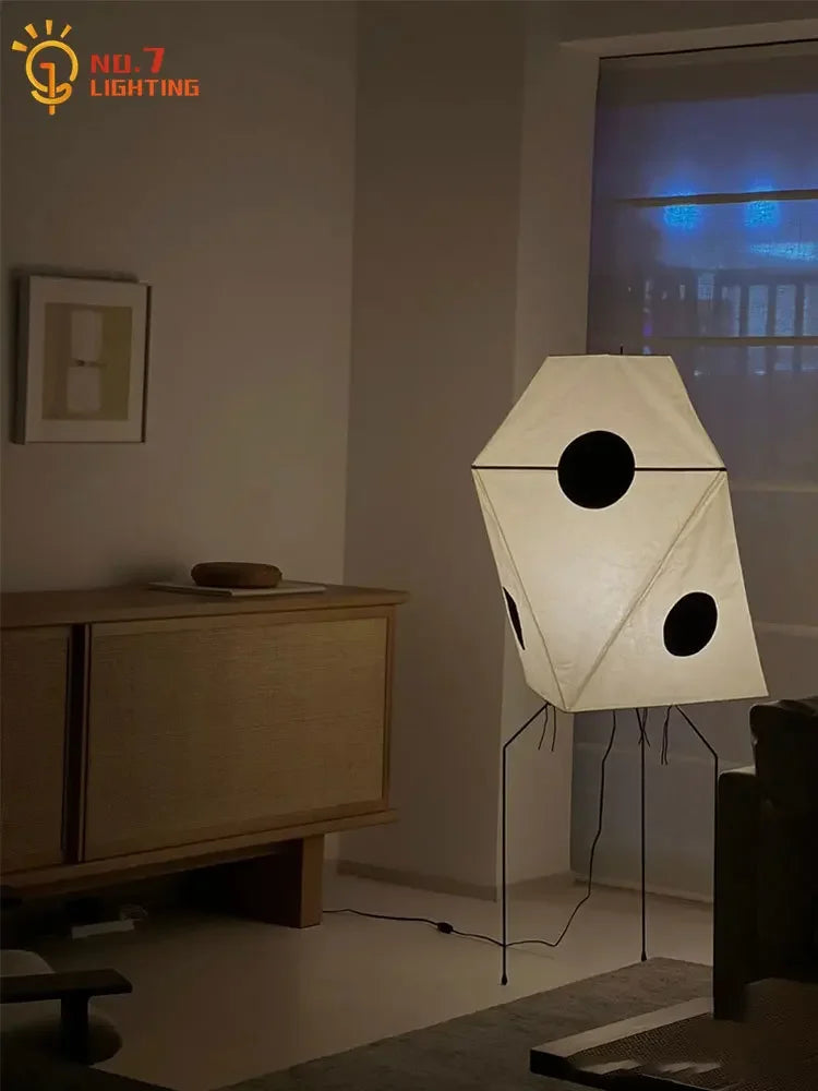 Afralia™ Akari Rice Paper Floor Light LED E27 Japanese Wabi Sabi Vintage Stand Lamp