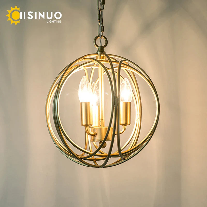 Afralia™ Gold Globe Chandelier Pendant Light for Living Room & Dining Room