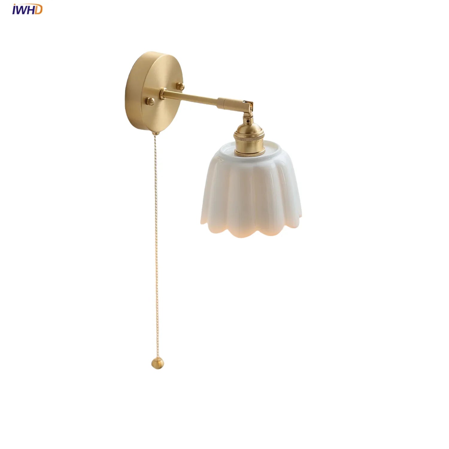 Afralia™ Ceramic Copper LED Wall Sconce Pull Chain Switch Reading Room Bedside Lamp