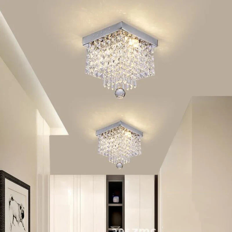 Afralia™ Crystal Square Ceiling Lamp: Elegant Lighting for Corridor, Ladder, Entrance