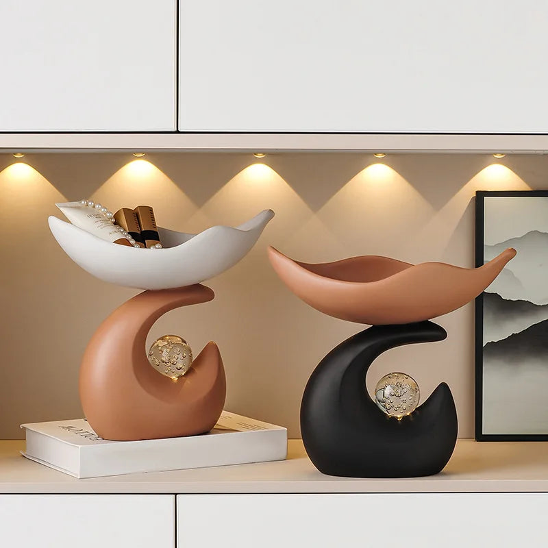 Afralia™ Wavy Hollow Crystal Ball Desktop Organizer - Resin Ornament Storage Pallet