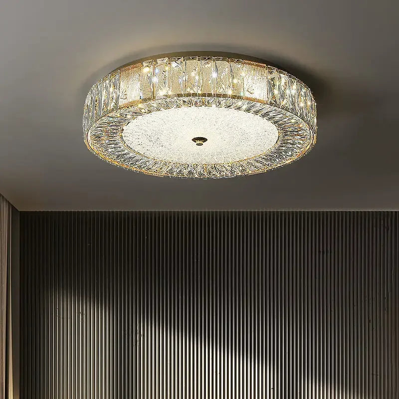 Afralia™ Golden Crystal Ceiling Chandelier: Modern Luxury LED Light Fixture for Living Room