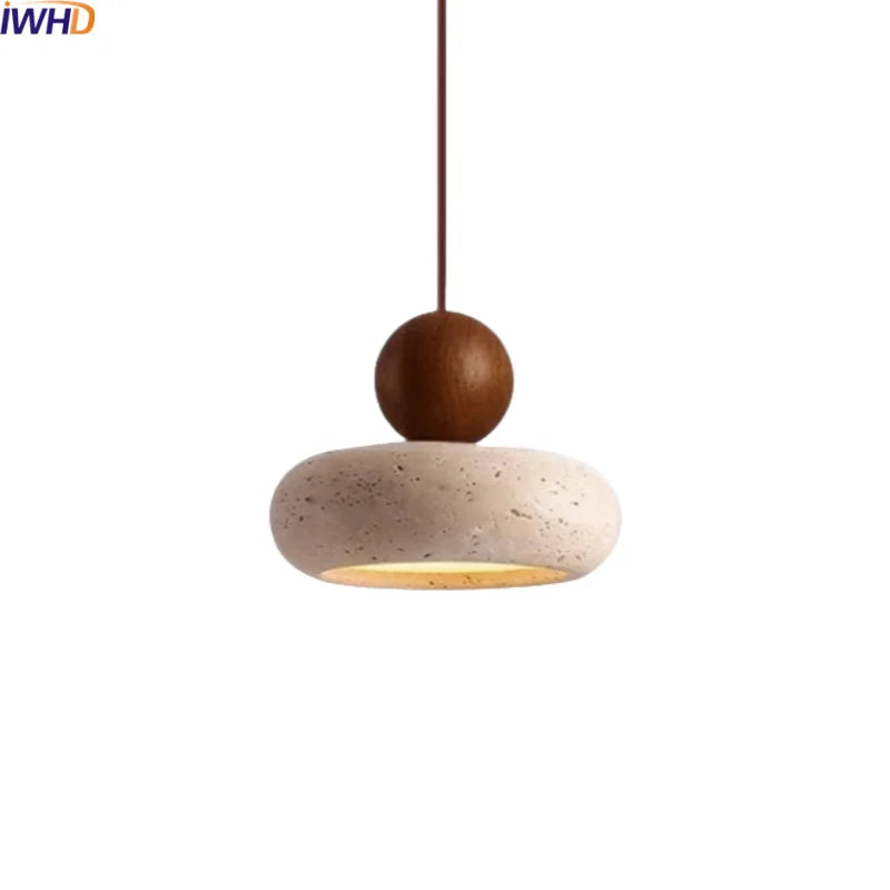 Afralia™ Travertine Stone LED Pendant Chandelier for Modern Living Spaces