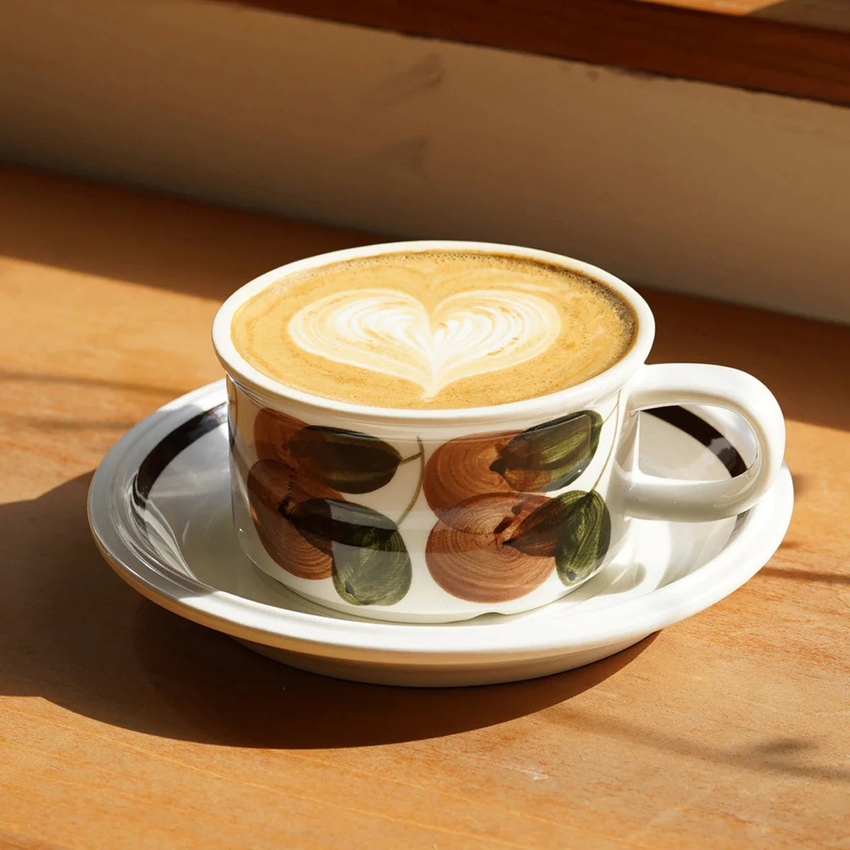 Afralia™ Hand-Drawn Ceramic Espresso Cup with Saucer, 8oz Cappuccino Cups