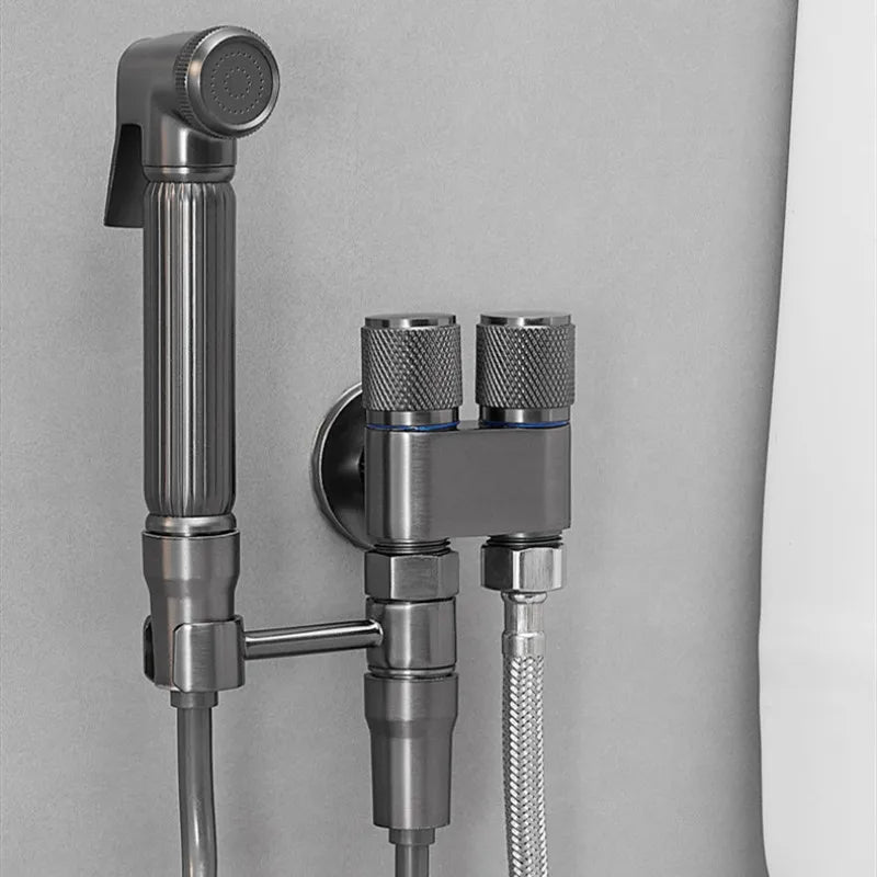 Afralia™ Brass Bidet Faucet Set with High Pressure Spray Gun - Gray