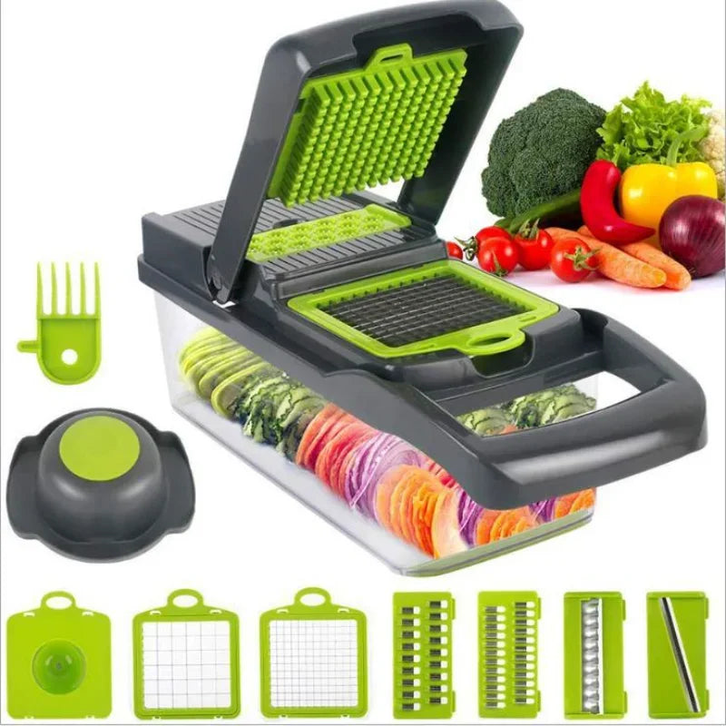Afralia™ 3-in-1 Vegetable Slicer Cutter Grater with Basket - Kitchen Essential