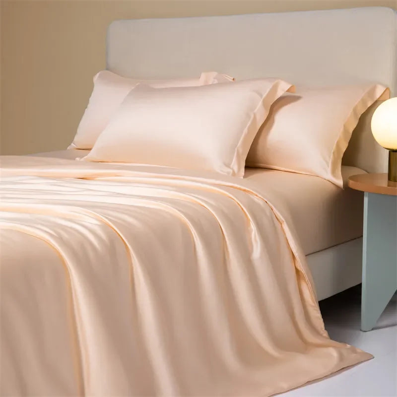 Afralia™ 120S Natural Fabric Bedding Set Summer Cooling Fitted Sheet Skin Friendly Bedclothes