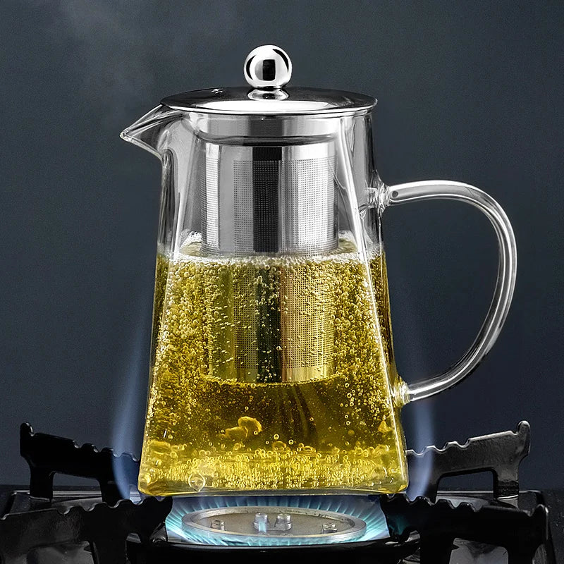 Afralia™ Glass Teapot: Kungfu Tea Set for Office, High Quality, Thermostable.