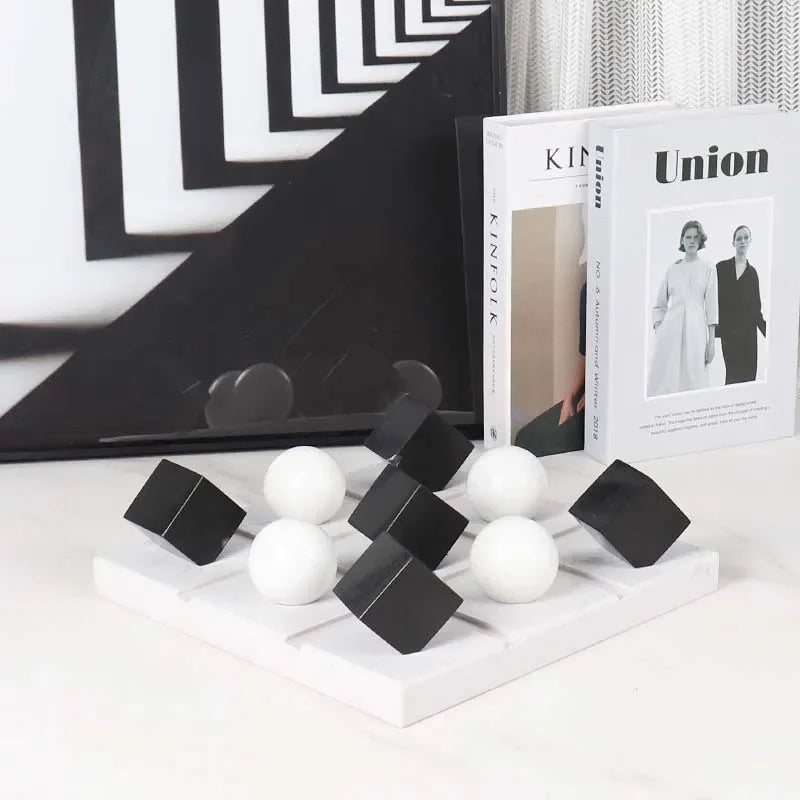 Afralia™ Geometric Chess Marble Ornament Set for Stylish Home Decor
