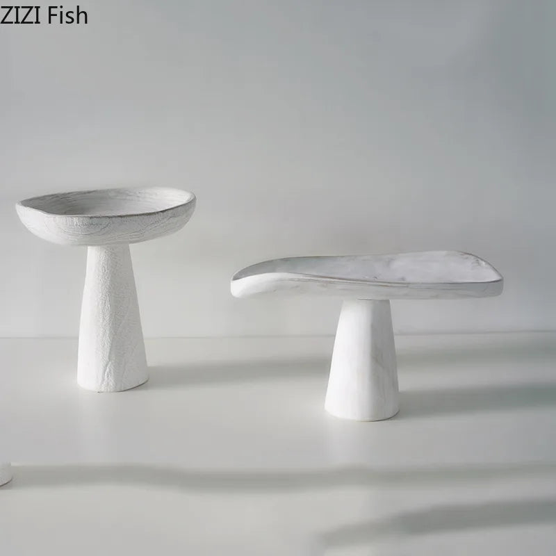 Afralia™ White Wood Tray Set | Minimalist Decorative Stand for Desserts, Fruits, Snacks