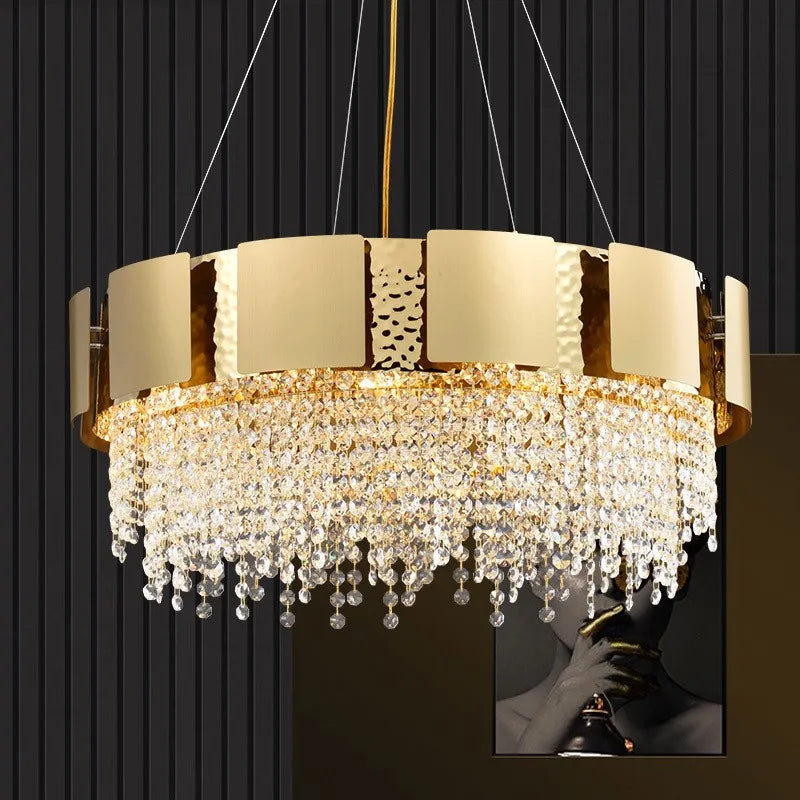 Afralia™ Copper K9 Crystal Chandelier: Luxury Minimalist Lighting for Living Room, Dining Room, Bedroom