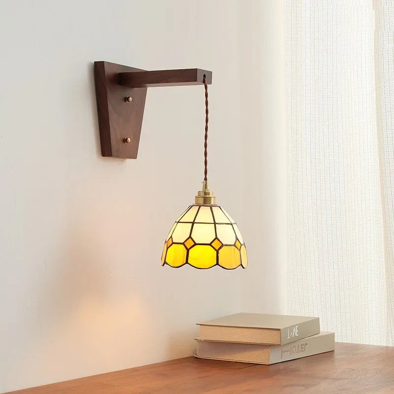 Afralia™ Glass Walnut LED Wall Lamps Modern Bathroom Mirror Light Fixtures