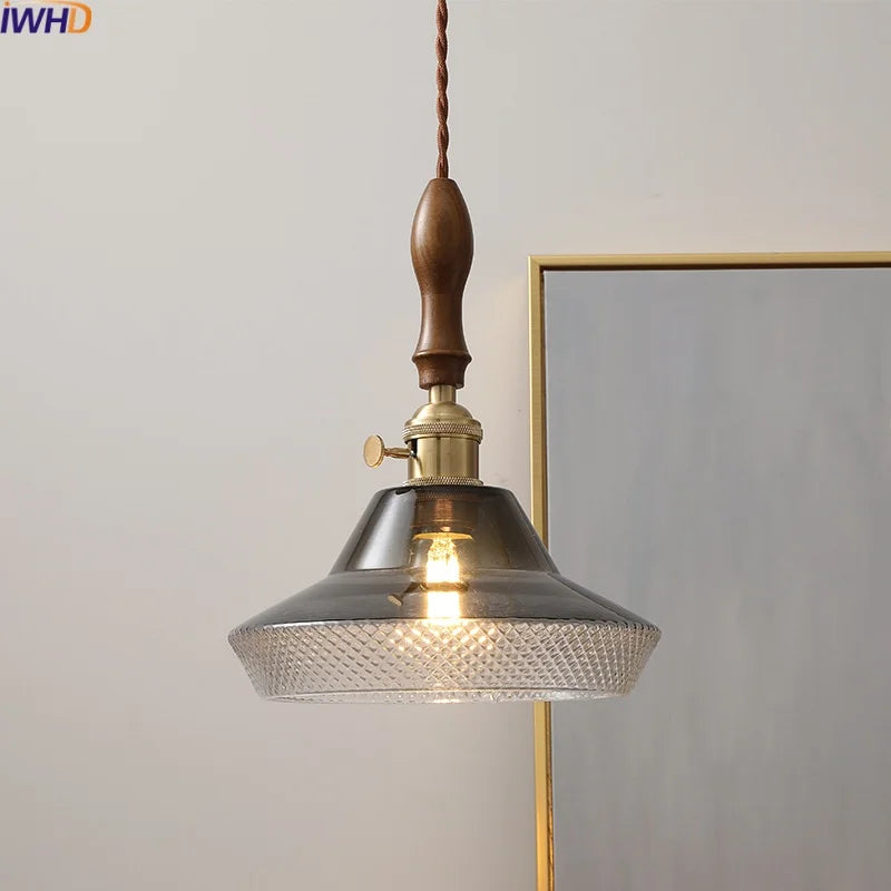 Afralia™ Wood Copper LED Pendant Light - Nordic Hanging Lamp for Bedroom Dining Hallway