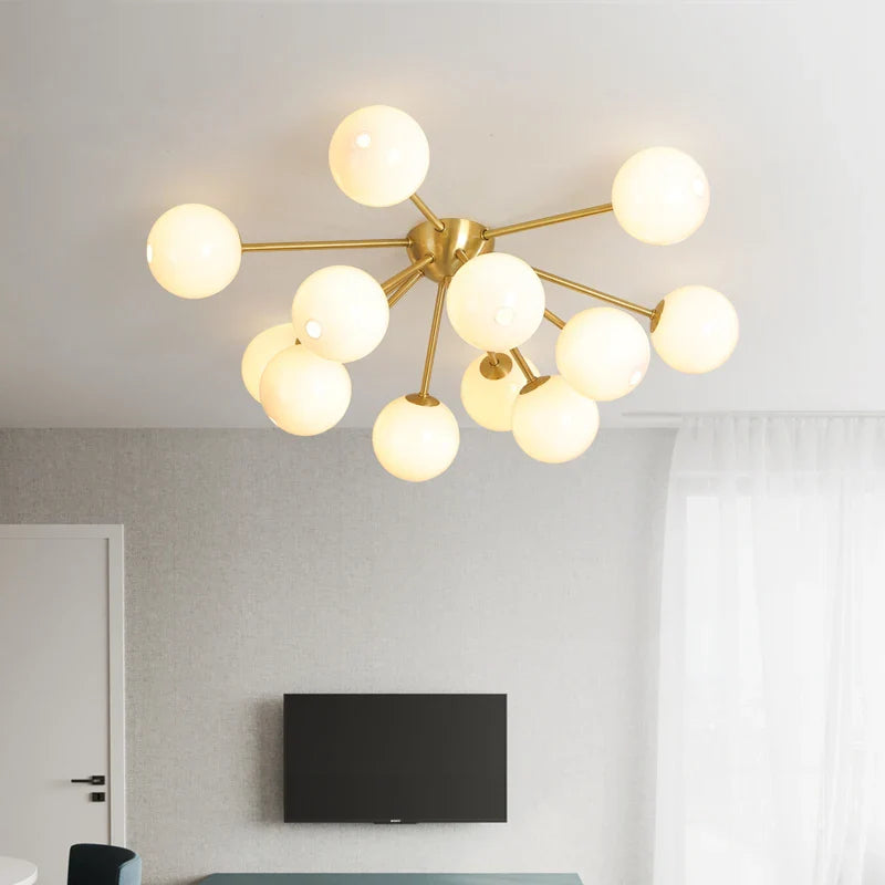 Afralia™ Glass Ball LED Ceiling Chandelier for Modern Living Room and Bedroom Lighting