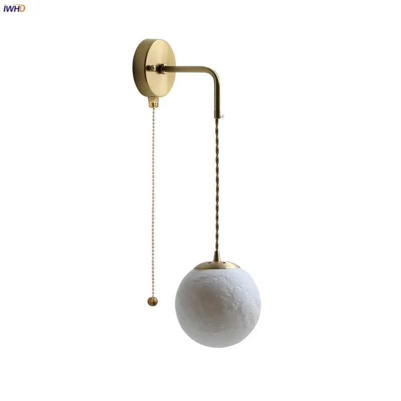 Afralia™ Moon ABS LED Wall Light Fixture, Adjustable Nordic Modern Bedside Lamp