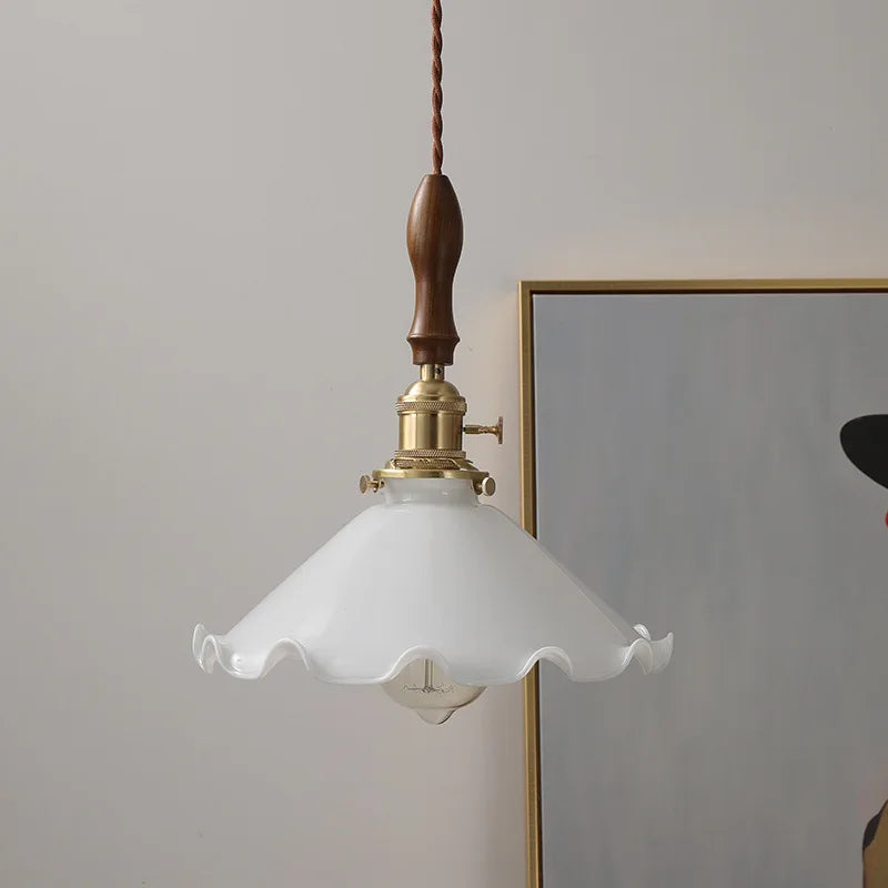 Afralia™ White Glass LED Hanging Light: Copper Nordic Pendant Lamps for Home Decor