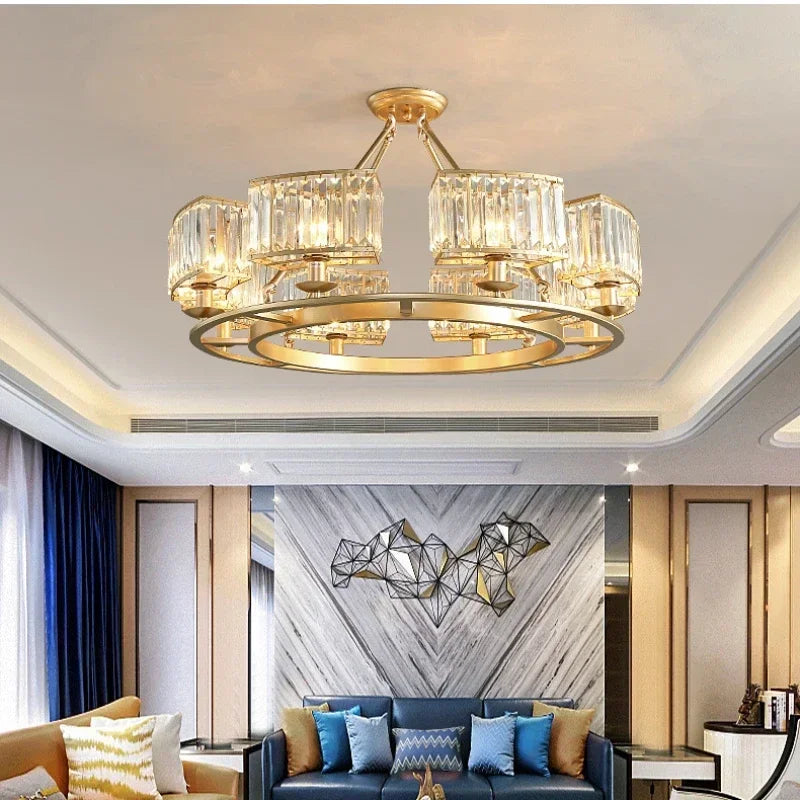 Afralia™ Crystal Pendant Chandelier Light for Living Room Hall Dining Bedroom