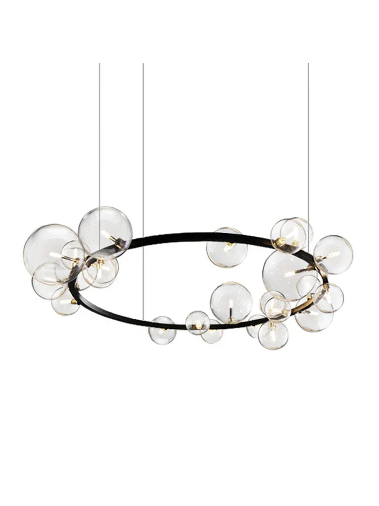 Afralia™ Black Postmodern Bubble Glass Chandelier with Multi Clear Balls