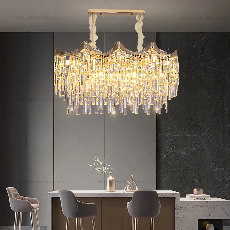 Afralia™ Tassel Crystal Chandelier: Postmodern Luxury Lamp for Living Room, Bedroom, and Restaurant
