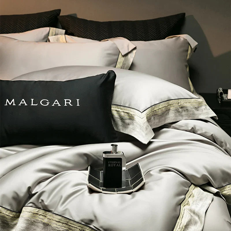 Afralia™ Luxury Satin Jacquard 1400TC Egyptian Cotton Bedding Set 4Pcs