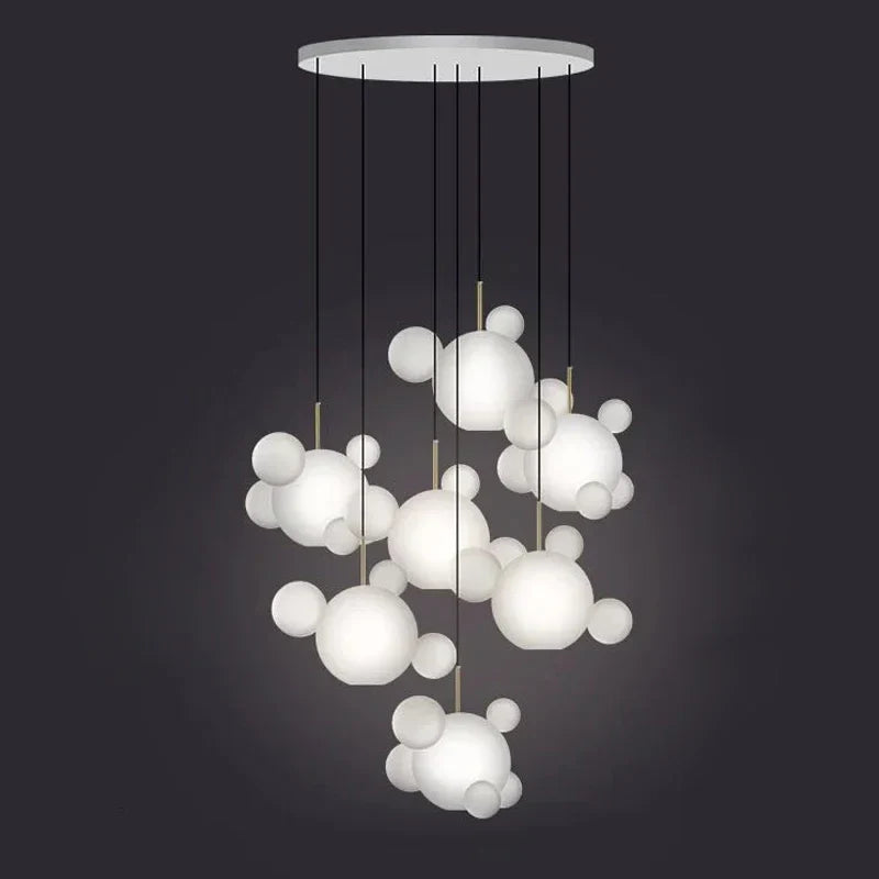 Afralia™ Round LED Glass Pendant Light, Modern White Bubble Lampshade for Home Ceiling Decor