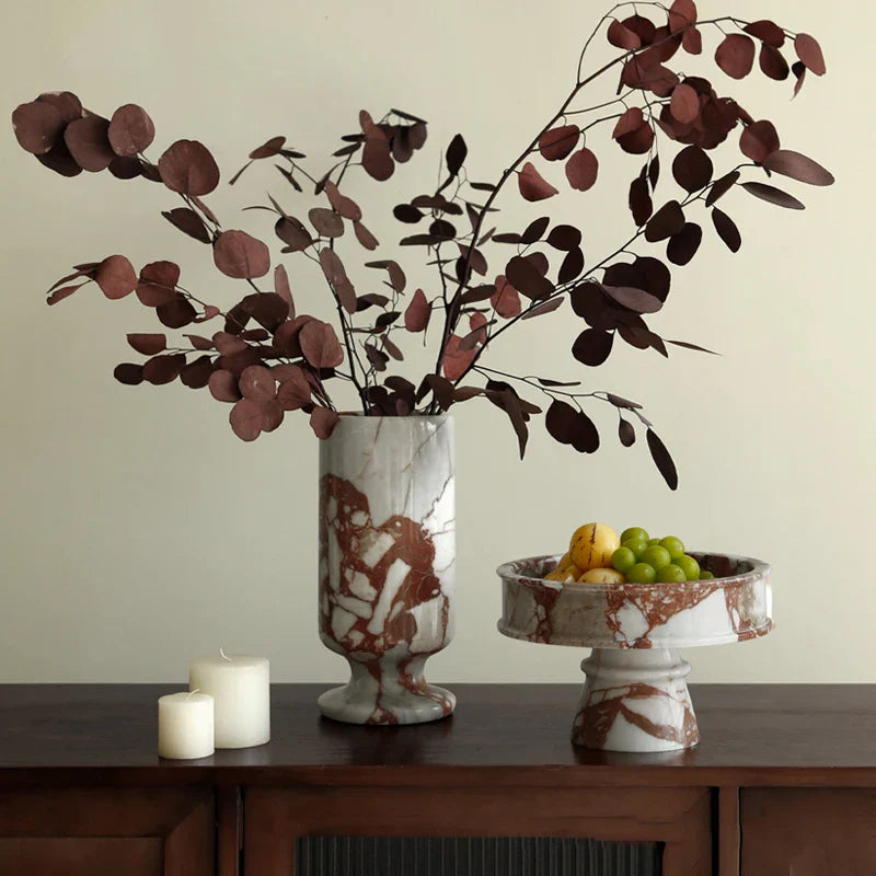 Afralia™ Calacatta Red Marble Vase for Home Decor