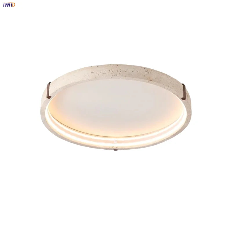 Afralia™ Wabi Sabi LED Ceiling Lamp Yellow Travertine Stone Hanging Lights