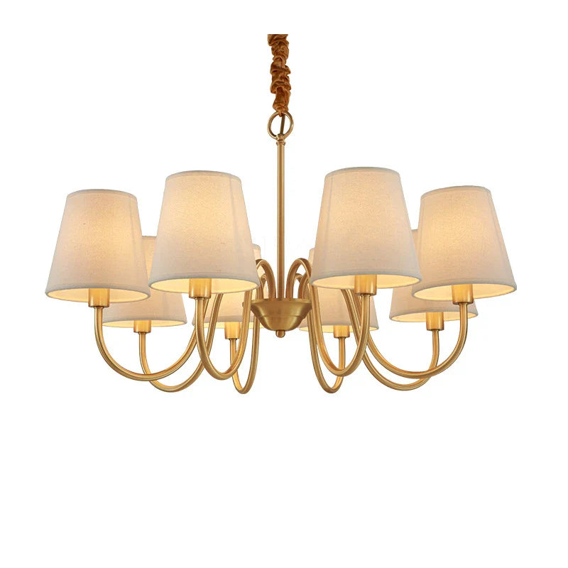 Afralia™ Copper Ceiling Chandelier with Fabric Lampshade for Living Room and Bedroom