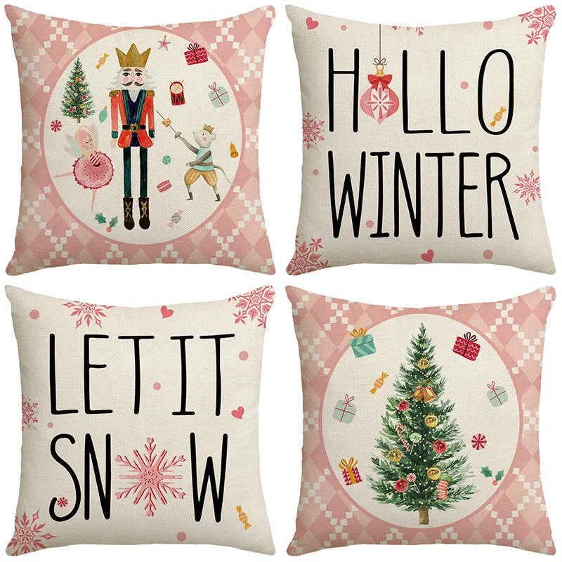 Afralia™ Christmas Pillowcase Collection - Festive Sofa Decor with Christmas Tree, Elk, Snowman