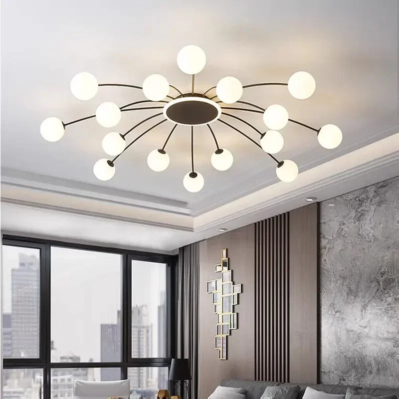 Afralia™ Ball Glass Ceiling Light in Gold for Living Room, Dining, Bedroom by Afralia™