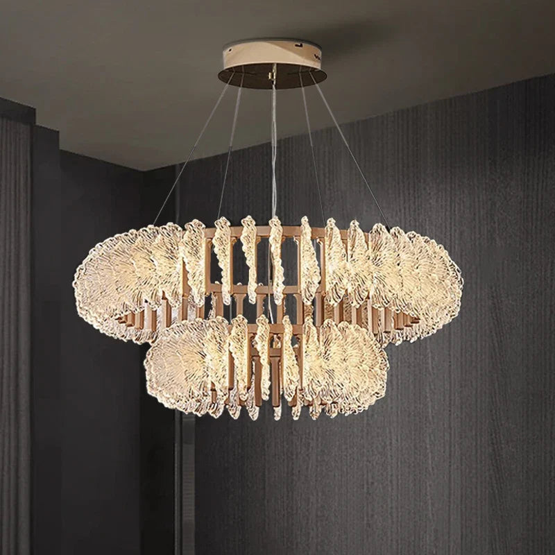 Afralia™ Gold Bloom Coral Ceiling Chandelier, LED Pendant Light for Living Room.