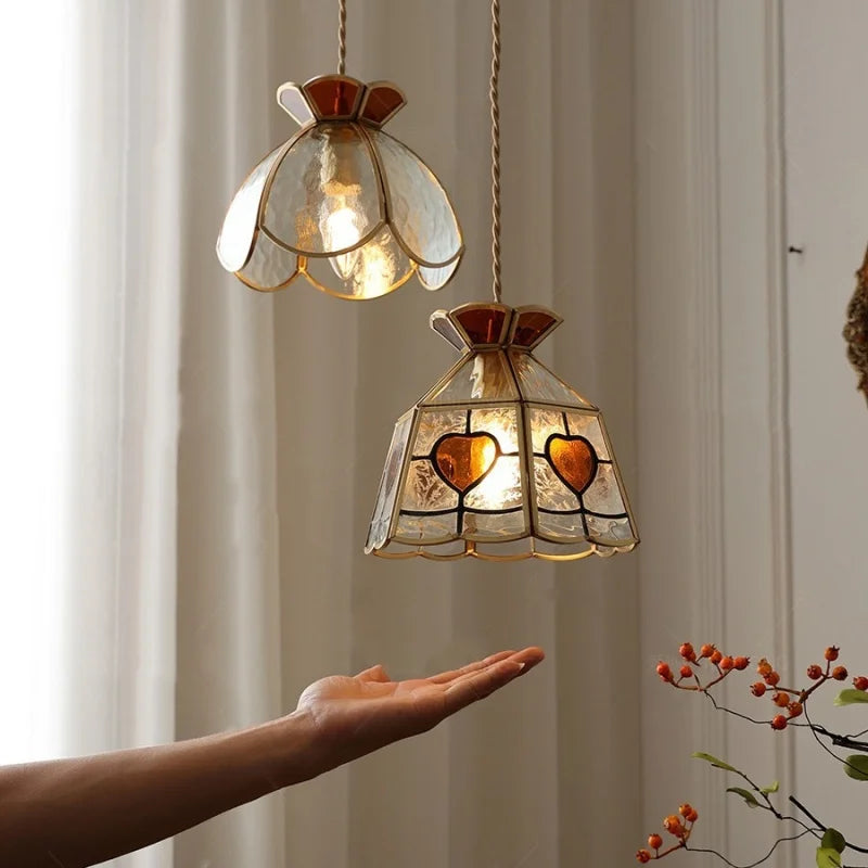 Afralia™ Flower Glass LED Pendant Light, Nordic Design, Adjustable Wire, Modern Living Room Decor