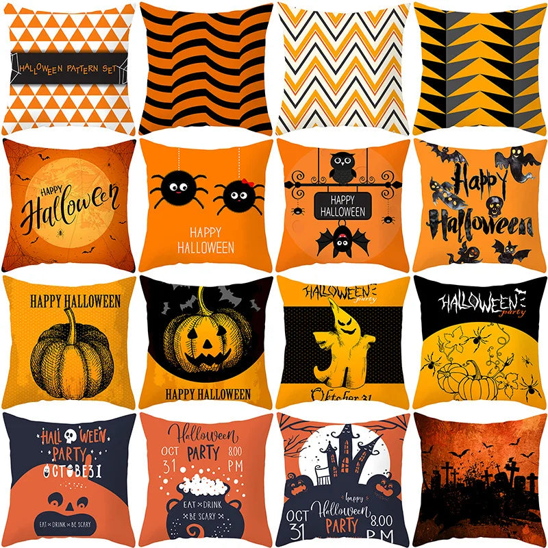 Afralia™ Pumpkin Stripe Halloween Pillowcase Home Decor - Polyester Cushion Cover for Sofa