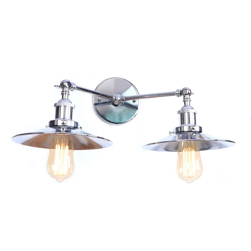 Afralia™ Silver Vintage LED Wall Light 2 Heads Industrial Loft Living Room Bathroom Stair Lamp
